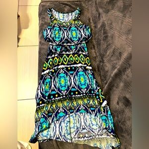 Patterned asymmetrical maxi dress